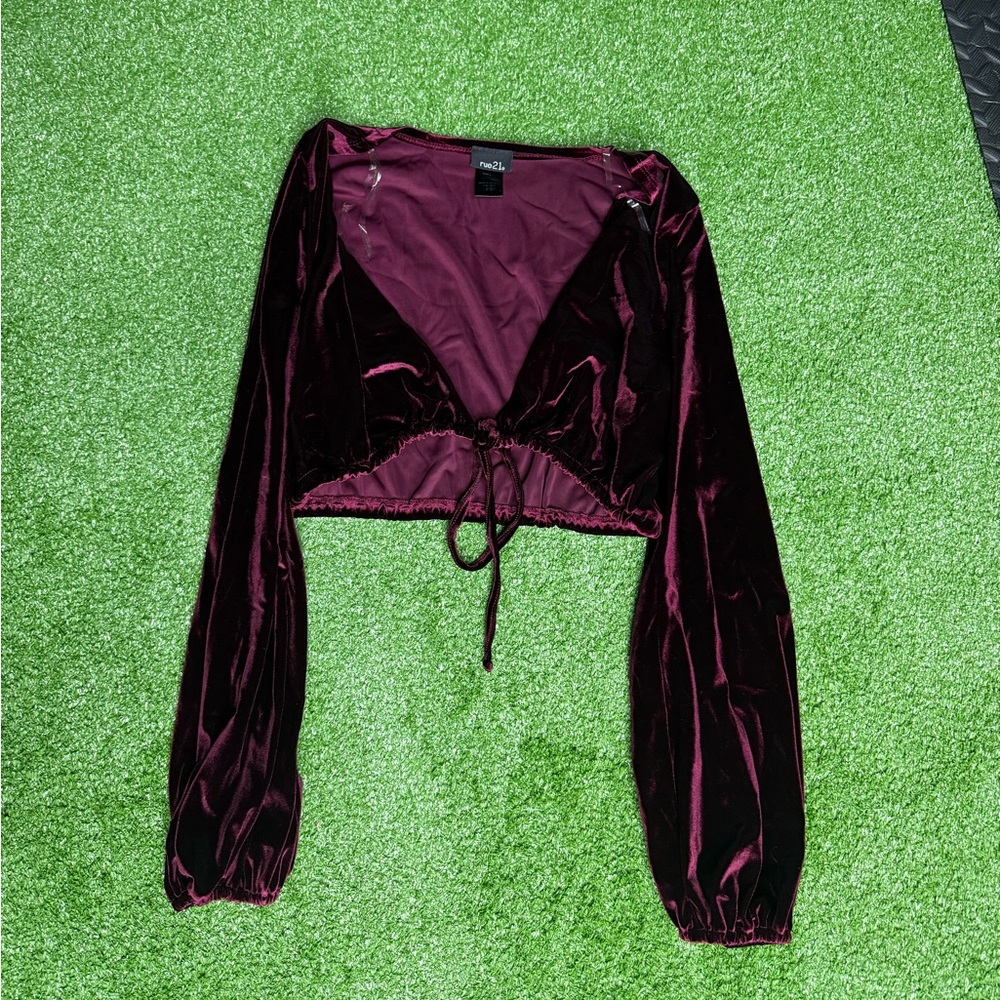Rue21 Deep Burgundy Velvet Blouse